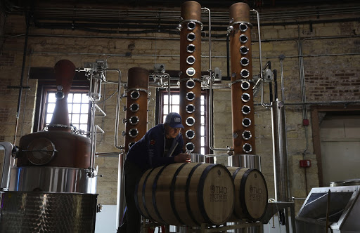 Inside a brewery