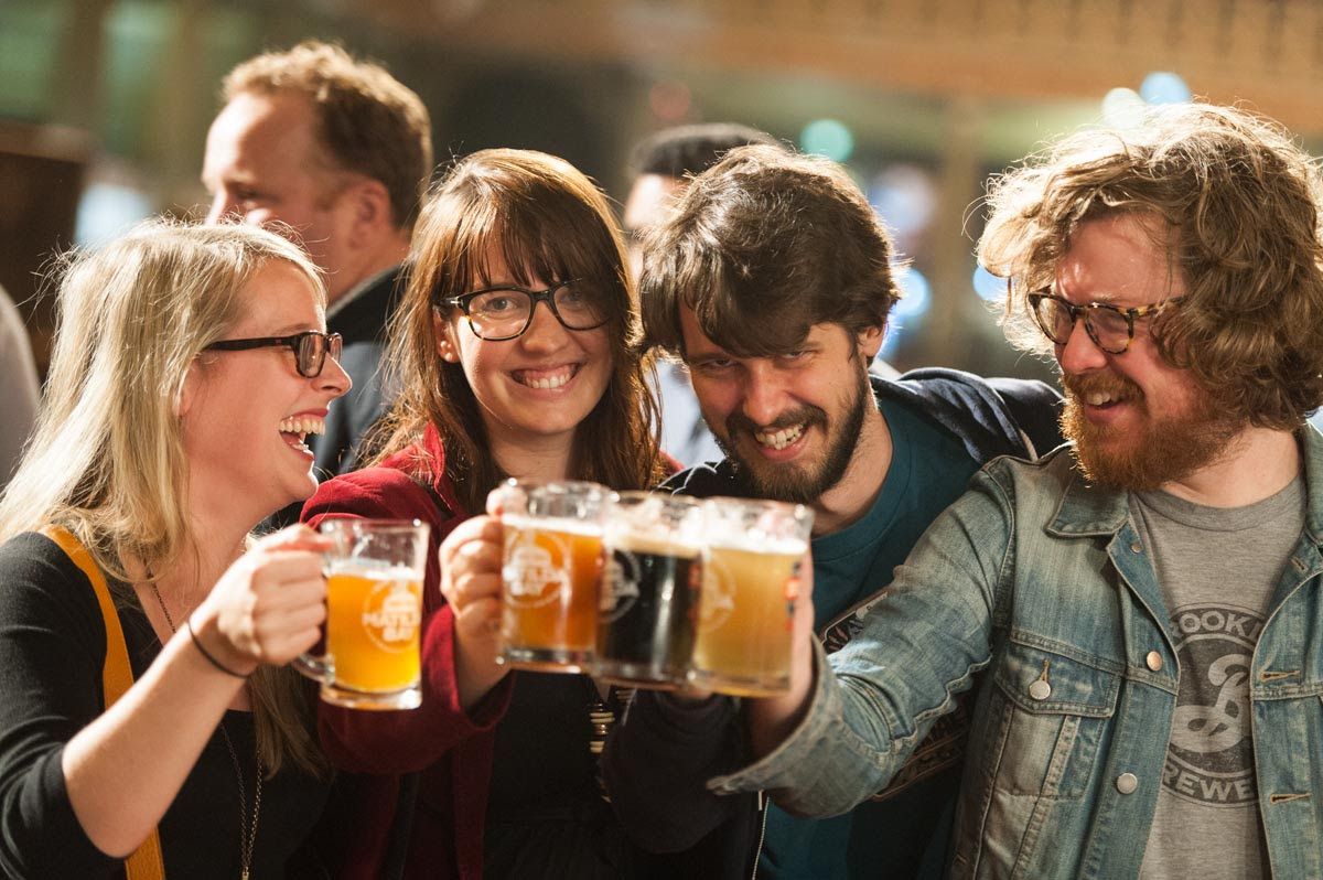 People enjoying beer